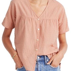Madewell Rhyme Button-Front Top in Clipdot - M - Antique Coral - Like New